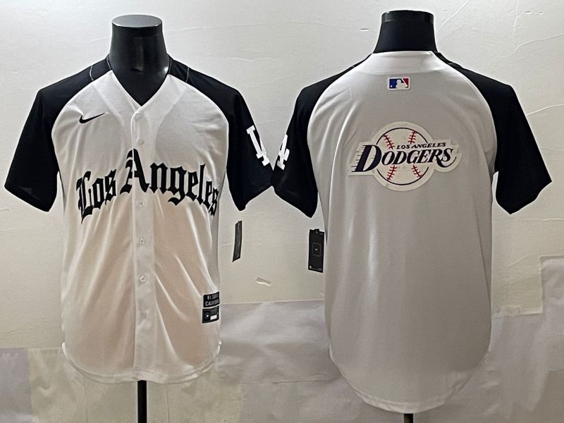 Men 2025 Los Angeles Dodgers Blank White black Five generations Joint Name Nike MLB Jersey style 52631->los angeles dodgers->MLB Jersey